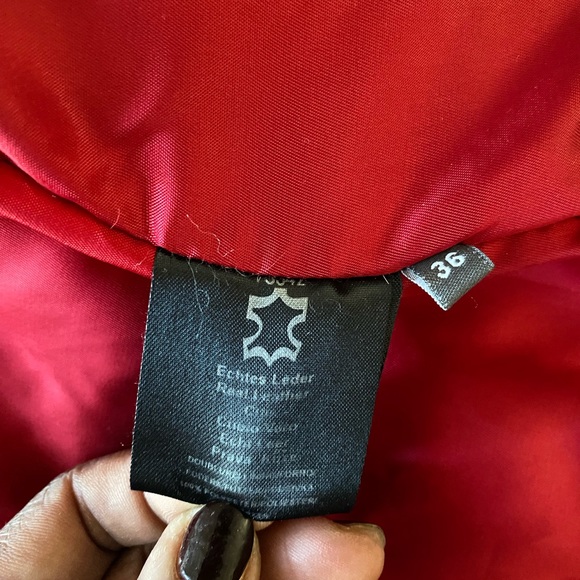 Vintage Berto Lucci Creazione  Fur Trimmed Red Leather Jacket - Picture 12 of 16